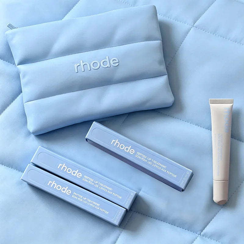 RHODE Limited Edition Lipstick Caramelized Banana New Blue Storage Bag Repair Barrier Gel Essence Fresh in Texture Moisturizing