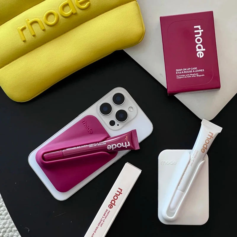 Rhode Lip Gloss Holder Magnetic Phone Case for IPhone 17 16 15 14 13 Pro Max Lipstick Blusher Lip Liner Glazing Milk Skin Care