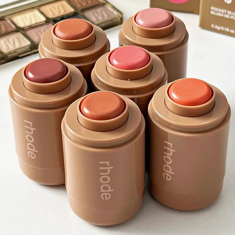 Pocket Blush LIP Stick Lip And Cheek Hydrating Stick Natural Rouge Powder Blush Cream Lipstick Cheek Easy To Apply Color